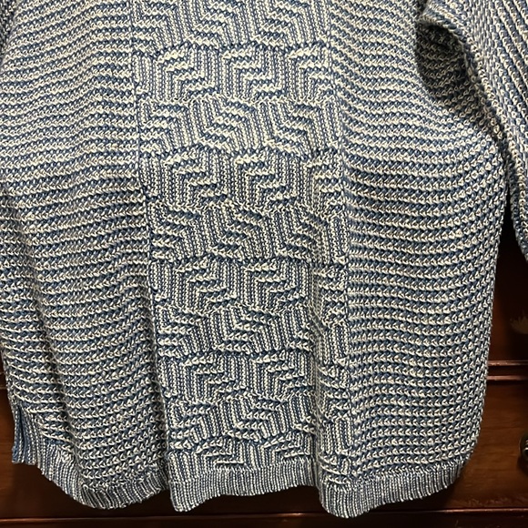 EUC NIC+ZOE Women's Large Blue and White Knit Sweater Shirt - Picture 5 of 8